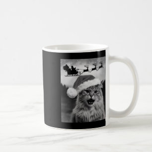 Funny Cat Selfie With Santa Claus Xmas Sleigh Chri Coffee Mug