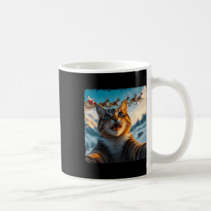 Funny Cat Selfie With Santa Sleigh Christmas Xmas  Coffee Mug