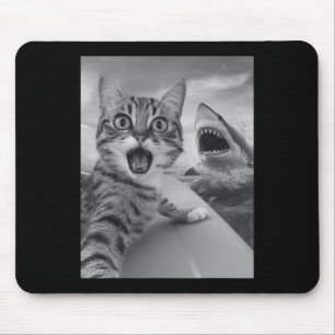 Funny Cat Selfie With Shark Mouse Mat