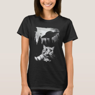 Funny Cat Selfie with UFOs T-Shirt