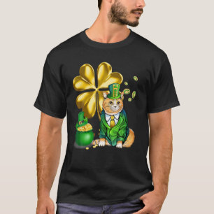 Funny Cat Shamrock Irish Saint St Patrick Day T-Shirt