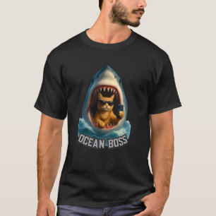 Funny Cat Shark Design Cool Animal Meme Style Ocea T-Shirt