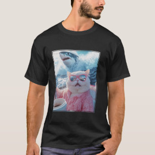Funny Cat Shark Meme Selfie Cat on a Yacht Boat T-Shirt