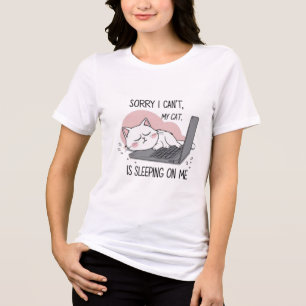 Funny Cat Shirt – My Cat Is Sleeping on Me Tee