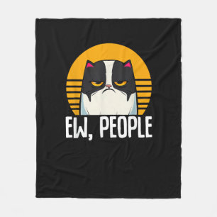 Funny Cat Shirt Retro Ew People Meowy Kitty Cats L Fleece Blanket