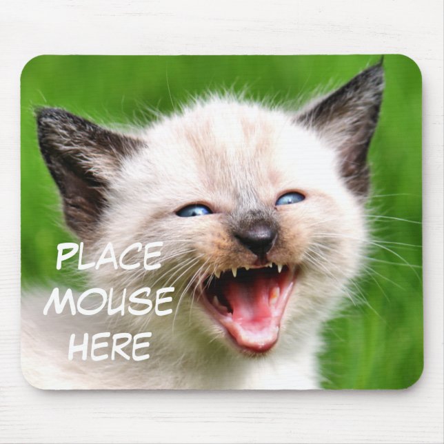 Funny Cat Siamese Kitten Place Mouse Here Mat (Front)