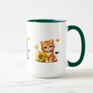 Funny Cat Sitting on Coffee Cup Art