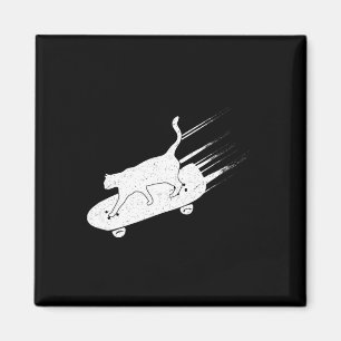Funny Cat Skateboarding Cat Lover Skater Shirt Magnet