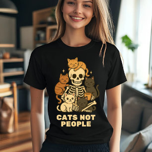 Funny Cat Skeleton – Cats Not People Quote T-Shirt