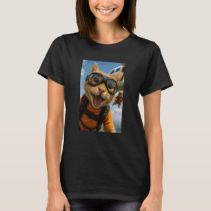 Funny Cat Sky Diving Diver Animal Lover Zoo Mum Da T-Shirt