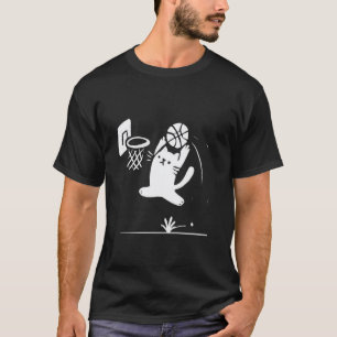 Funny Cat Slam Dunk Basketball Meme Retro Sports T-Shirt