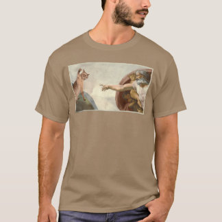 Funny Cat Slap Sarcastic Creation of Adam Cat Meme T-Shirt