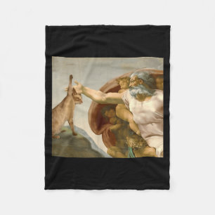 Funny cat slap sarcastic creation of adam reverse fleece blanket
