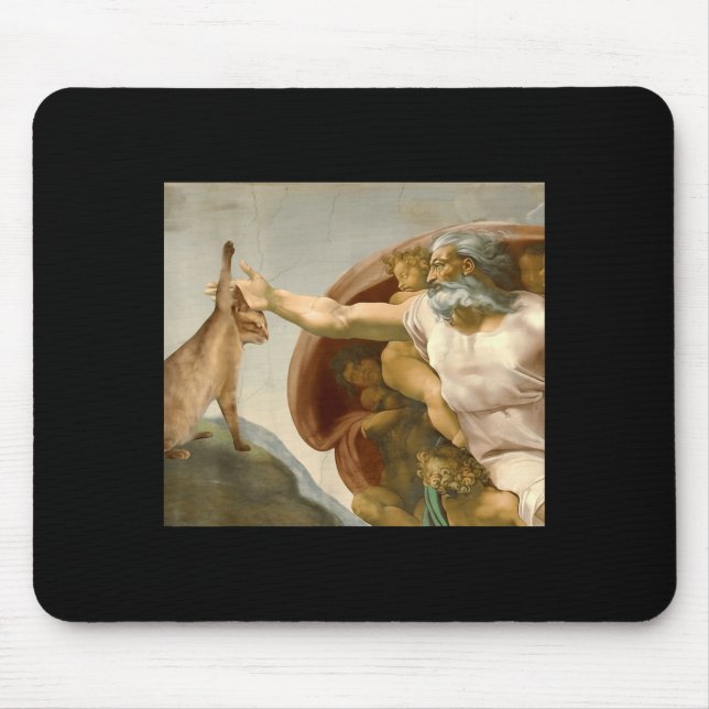 Funny cat slap sarcastic creation of adam reverse mouse mat (Front)