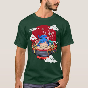 Funny Cat Sleeping Ramen Cute Kitten Japanese Rame T-Shirt