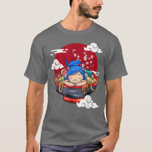 Funny Cat Sleeping Ramen Cute Kitten Japanese Rame T-Shirt