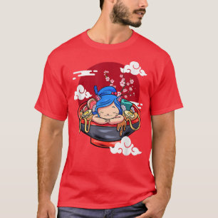 Funny Cat Sleeping Ramen Cute Kitten Japanese Rame T-Shirt