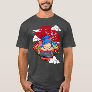 Funny Cat Sleeping Ramen Cute Kitten Japanese Rame T-Shirt