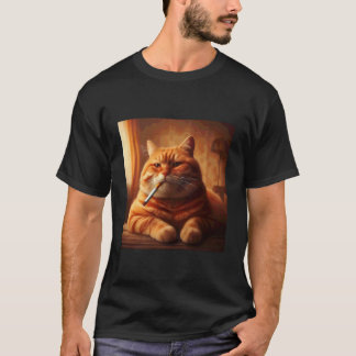 Funny Cat Smoking Cigarette Cute Cat Meme Design C T-Shirt