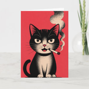 Funny Cat Smoking Cigarette Sarcastic Greeting Card