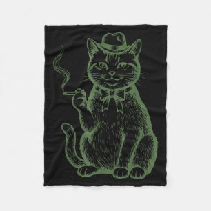 Funny cat smoking cigarette taby cat meme father's fleece blanket