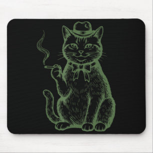 Funny cat smoking cigarette taby cat meme father's mouse mat