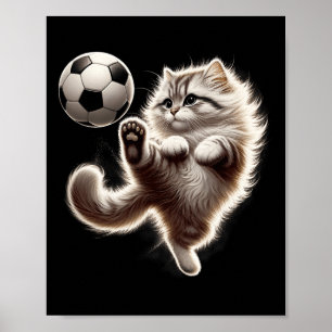 Funny Cat Soccer Ll Cat Playing Soccer Meme Sport  Poster