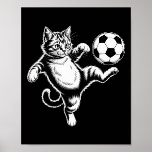 Funny Cat Soccer Ll Graphic Men Women Girls Kids  Poster