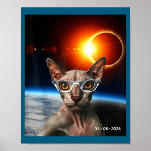 Funny Cat Solar Eclipse Canadian Sphynx Poster
