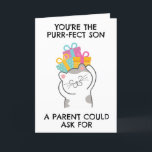 funny cat son birthday cards<br><div class="desc">Send a paw-sitively hilarious birthday card to your cat-obsessed son. This funny card is filled with cute cat puns and jokes that will have him laughing out loud. It's the perfect way to show your love for your feline-loving kid.</div>