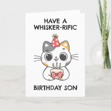 funny cat son birthday cards