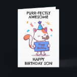 funny cat son birthday cards<br><div class="desc">Send a paw-sitively hilarious birthday card to your cat-obsessed son. This funny card is filled with cute cat puns and jokes that will have him laughing out loud. It's the perfect way to show your love for your feline-loving kid.</div>