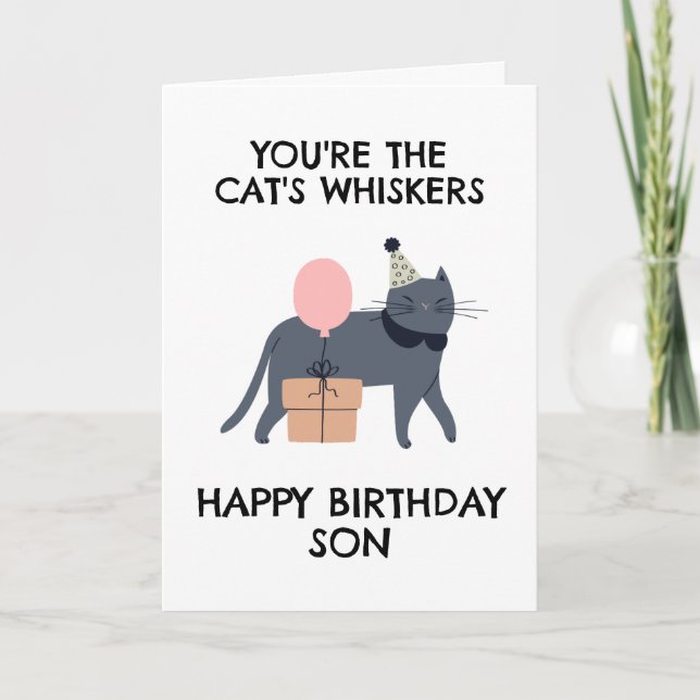 funny cat son birthday cards (Front)