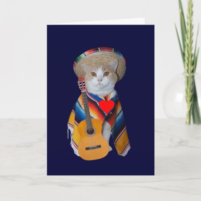 Funny Cat Spanish Valentine Holiday Card (Front)