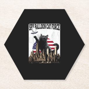 Funny Cat Spy Balloon Paper Coaster