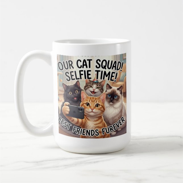 Funny Cat Squad Selfie Mug (Left)