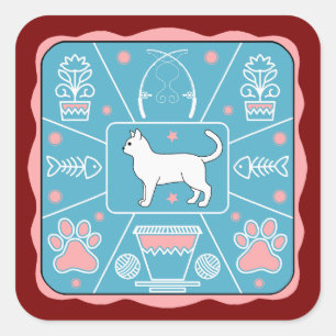 funny cat square sticker