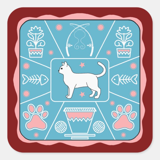 funny cat square sticker (Front)