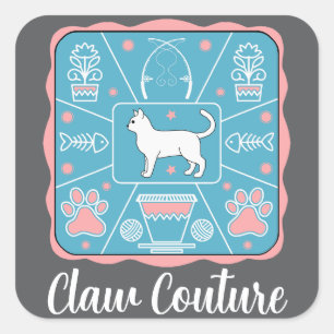 funny cat square sticker