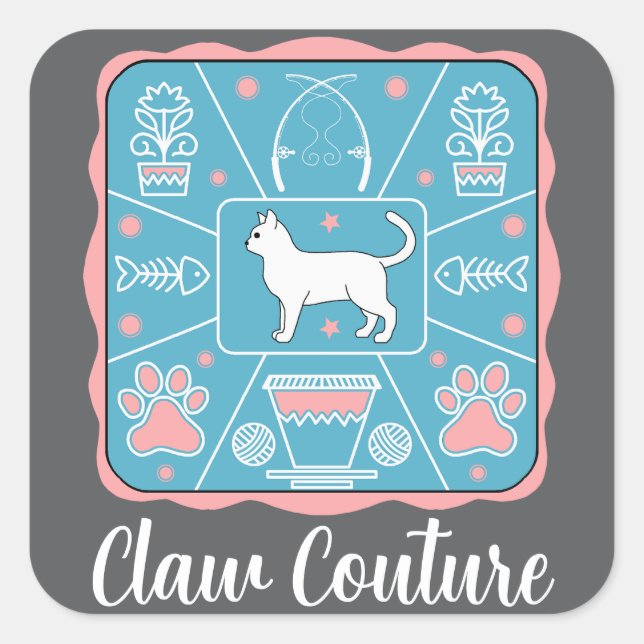 funny cat square sticker (Front)