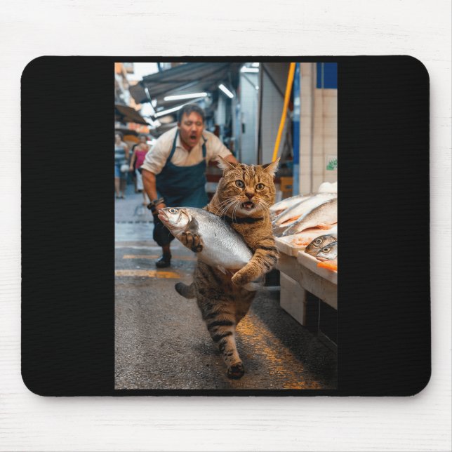 Funny Cat Stealing Fi-shirt  Mouse Mat (Front)