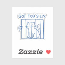 Funny Cat Sticker – Got Too Silly Jail Kitty