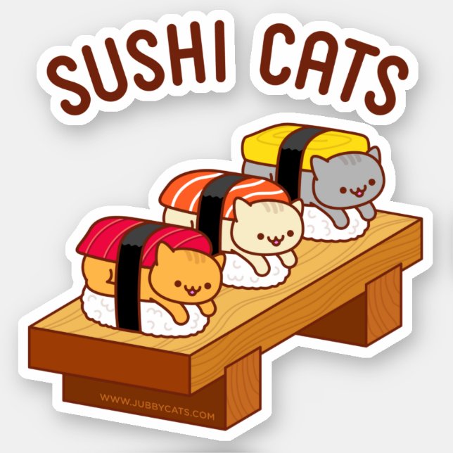 Funny Cat Sticker - SUSHI CATS (Front)