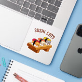Funny Cat Sticker - SUSHI CATS (Laptop w/ iPhone)