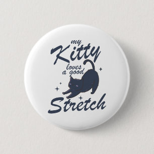 Funny Cat Stretch Shirt – Cute Kitty Yoga Gift Tee 6 Cm Round Badge