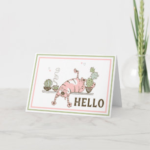 Funny Cat Stretching Blank Inside Greeting  Card