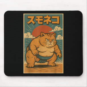 Funny Cat Sumo Wrestler Japanese Art Anime Ukiyo-e Mouse Mat