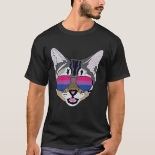 Funny Cat Sunglasses Bisexual Bi Pride Flag Gift T-Shirt