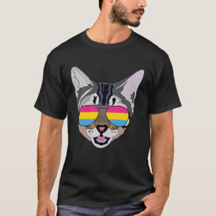 Funny Cat Sunglasses Pansexual Pride Flag Gift Pul T-Shirt