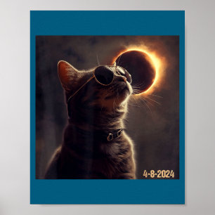 Funny Cat Sunglasses Total Solar Eclipse Poster